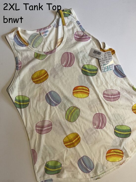 LuLaRoe Tops - 2XL Lularoe Tank Top, white with macarons